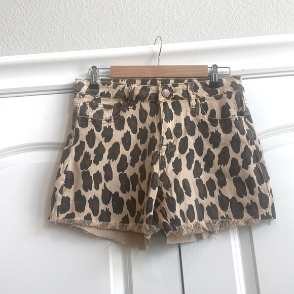 Pants - High Waisted Leopard Animal Print Y2K Festival Shorty shorts Jean Short